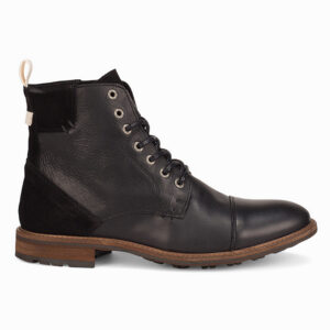 Homme Mixed-Material Cap-Toe Boots - Black