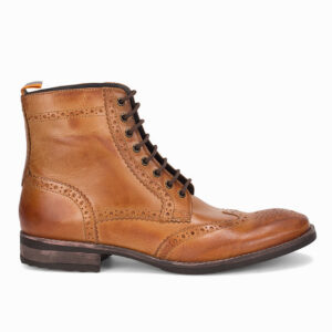 Leather Brogue Boots - Tan