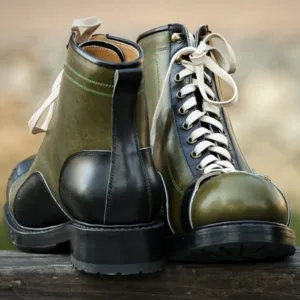 Retro Handmade Comfortable Men Fashion Cowhide Genuine Leather Patchwork Mixed Color Boots Men Lace Up High Top Ventilate Shoes